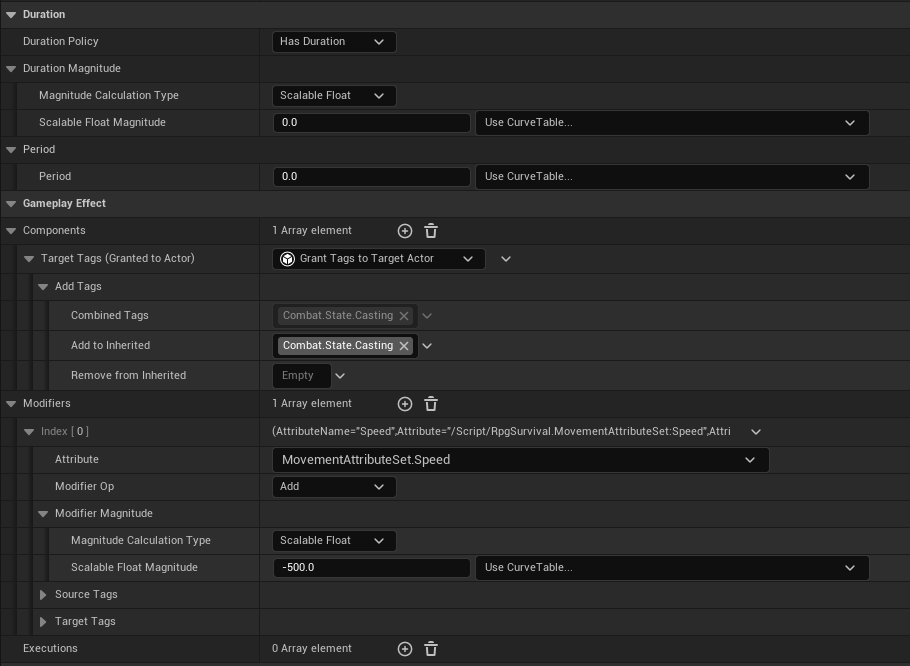 Casting Gameplay Effect